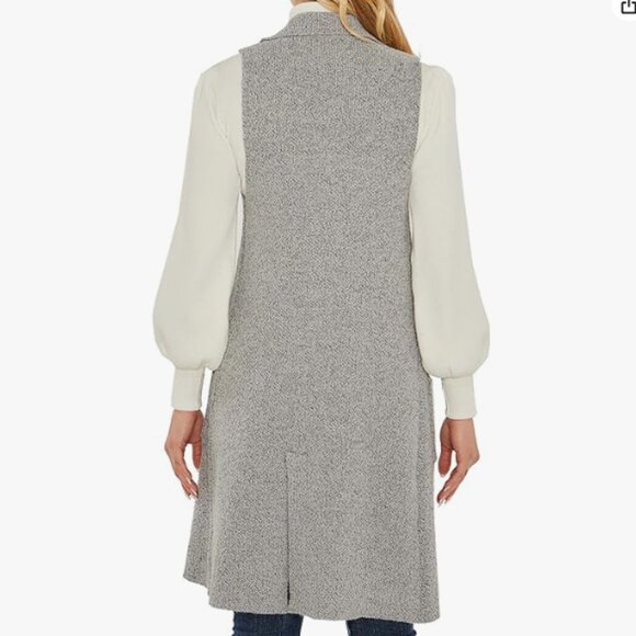 Women's Neutral Long Sweater Vest - Picture 2 of 8